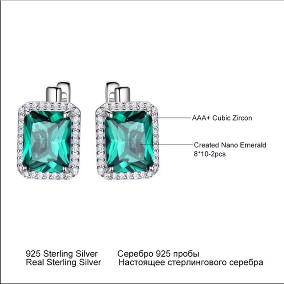 Emerald Sterling Silver Earrings - Picture 5 of 7